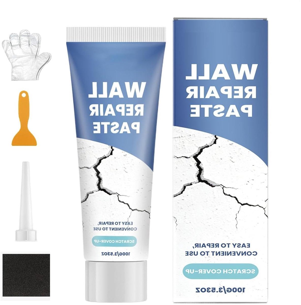 Muurreparatie set - Plamuur Gatenvuller - Scheuren Herstellen - Sneldrogende Formule - 100G - Wit