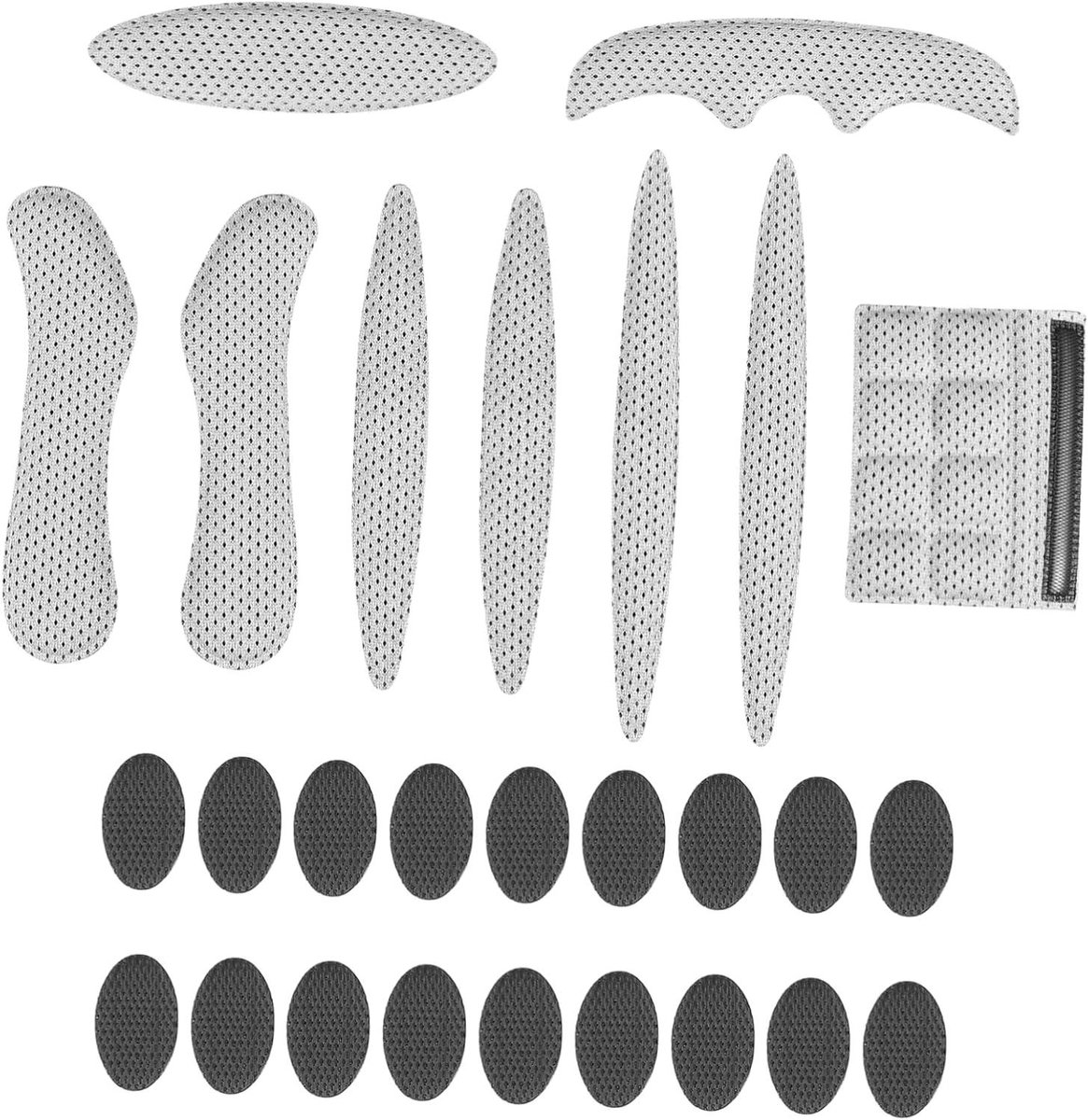 Helmvulling Kussens - Helm Pads - Motorhelm Comfort - Ademend en Flexibel - 12x2.5CM - Lichtgrijs