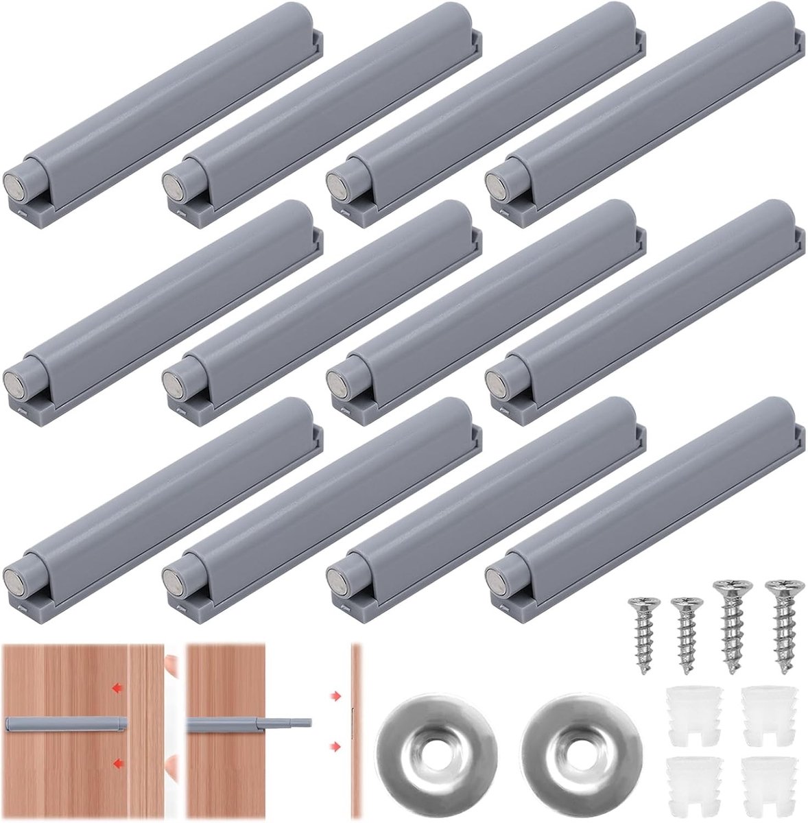 Set van 12 Duurzame Push Door Openers voor Keuken- en Meubeldeuren met Magnetische Sluiting