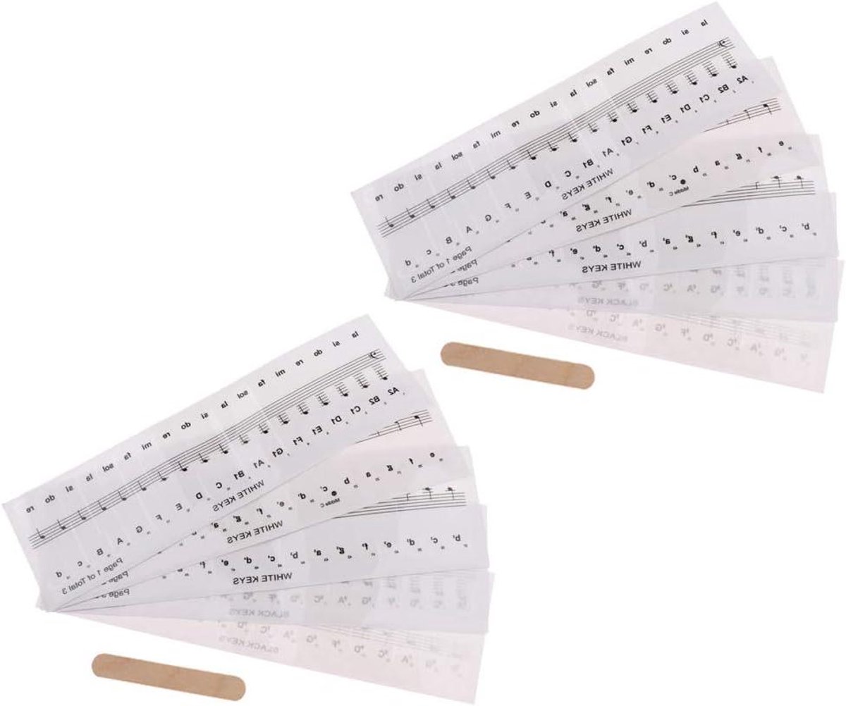 Piano Stickers - Toetsenbord Noten - Piano Leren - Transparant Verwijderbaar - 2 Sets - Wit