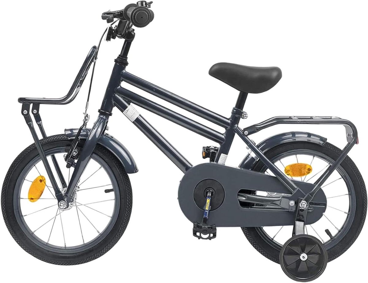 Kinderfiets 16 Inch sfiets sfiets Buiten Spelen Stevig Stalen Frame 16 inch Donkergrijs