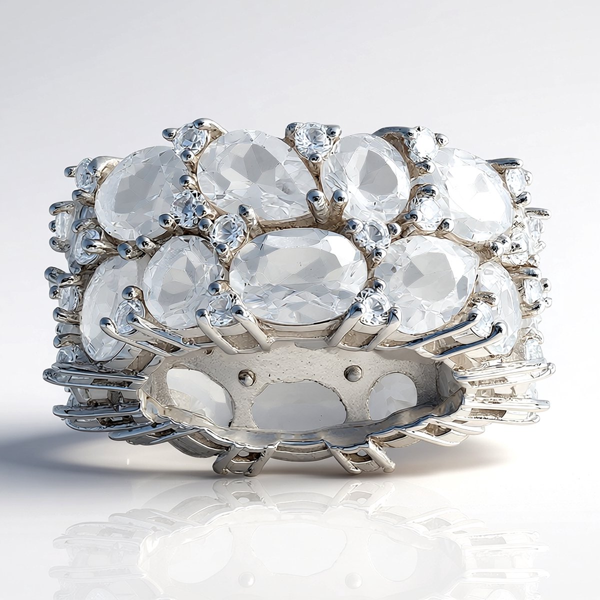 Cavill - Zilveren ring 925 sterlingzilver - Witte topaas 19,073 ct ovale, druppelvormige & ronde stenen - Elegante Nigeriaanse topaas sieraden