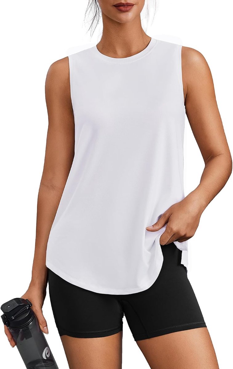 Dames sporttop, mouwloze sporttop, lichtgewicht yogatop met UPF 50+, sneldrogend fitnessshirt, ademend hardloopshirt, trainingssportkleding