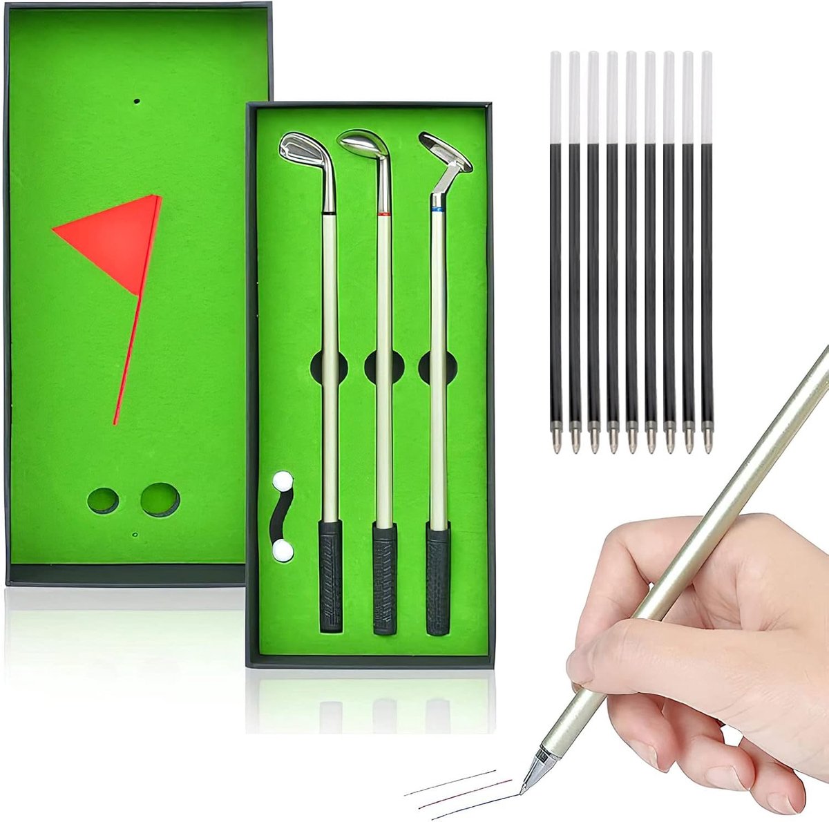 Golfspel-design, cadeauset voor golfclubs, cadeaus voor heren, golfcadeaus pennen Mini cadeautjes Kleine cadeaus Gepersonaliseerd