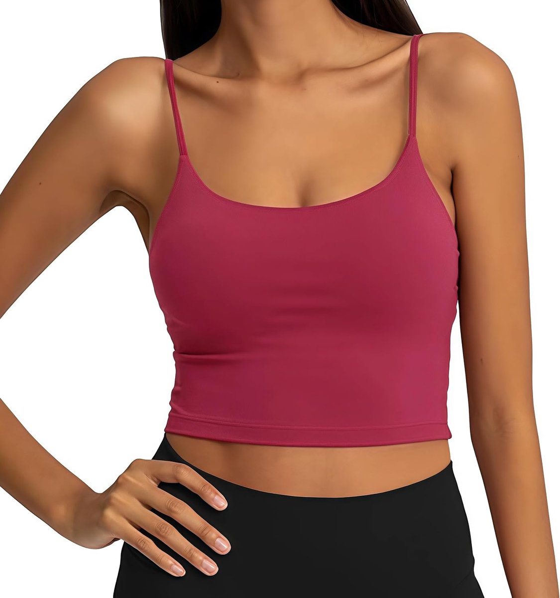 Sporttanktop voor dames, basic top, mouwloos, ademend en licht, voor gym, yoga, casual, korte tanktop met spaghettibandjes