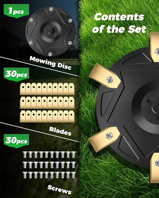 6-piece robotic lawnmower blade disc + 30 blades, compatible with Segway Navimow H500E, H800E, H1500E, H3000E blade disc robotic lawnmower turntable — afbeelding 4