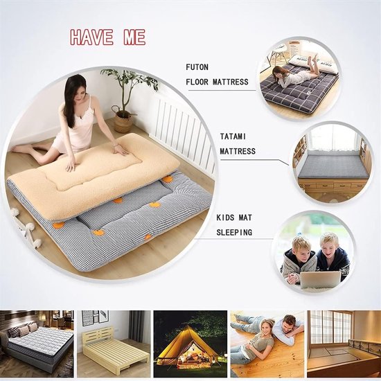 Opvouwbare Tatami Mat - Vloermatras Futon - Comfortabel Slapen - 5-Laags Structuurontwerp - 100x200cm - Kat — afbeelding 2