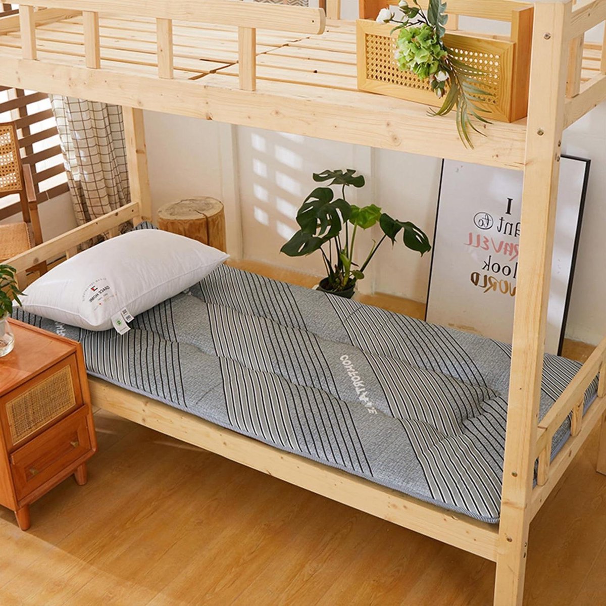 Japanse Vloer Matras - Tatami Slaapmat Opvouwbaar - Comfortabel Slapen - Gevuld Vel Ontwerp - 120x200cm - Grijs