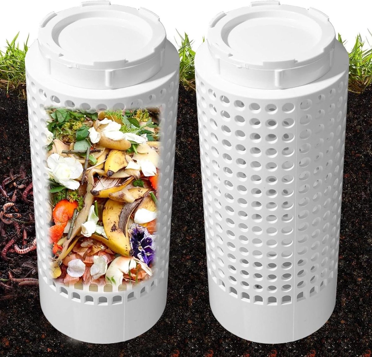 Wormenbak Compostbak - Wormenboerderij Composteerbak - Afval Verwerken - Ondergronds Ontwerp - 26 x 11 x 11 cm - Wit