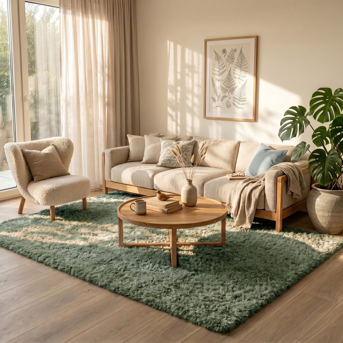 NATURL. Shaggy vloerkleed - Blaze Groen - 120x170cm
