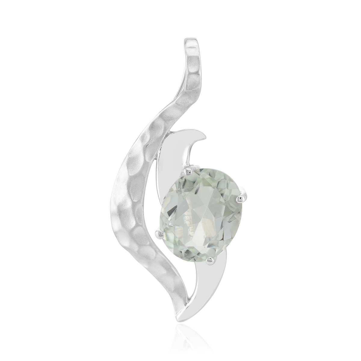Cavill - Zilveren hanger met 2,168 ct ovale groene amethist - 925 sterlingzilver met palladiumcoating - elegante Braziliaanse edelsteen sieraden