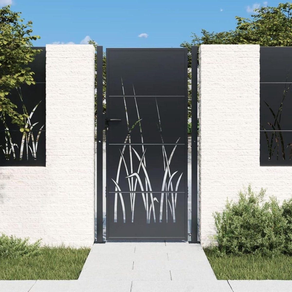Metalen Tuinpoort - Hekdeur Oprit - Toegang Creëren - Lasergesneden Design - 105 x 180 cm - Antraciet
