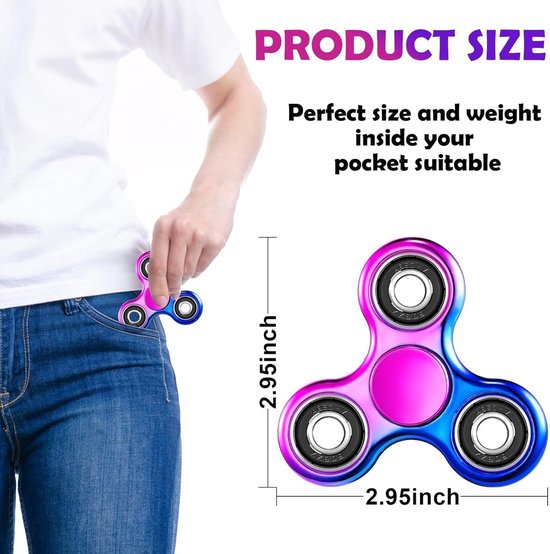 2 Stuks Fidget Spinner Regenboog, Sensorisch Speelgoed tegen Stress en Angst, Vulmateriaal voor Feestgoodiezakjes, Cadeaus voor Kinderen en Volwassenen — afbeelding 2