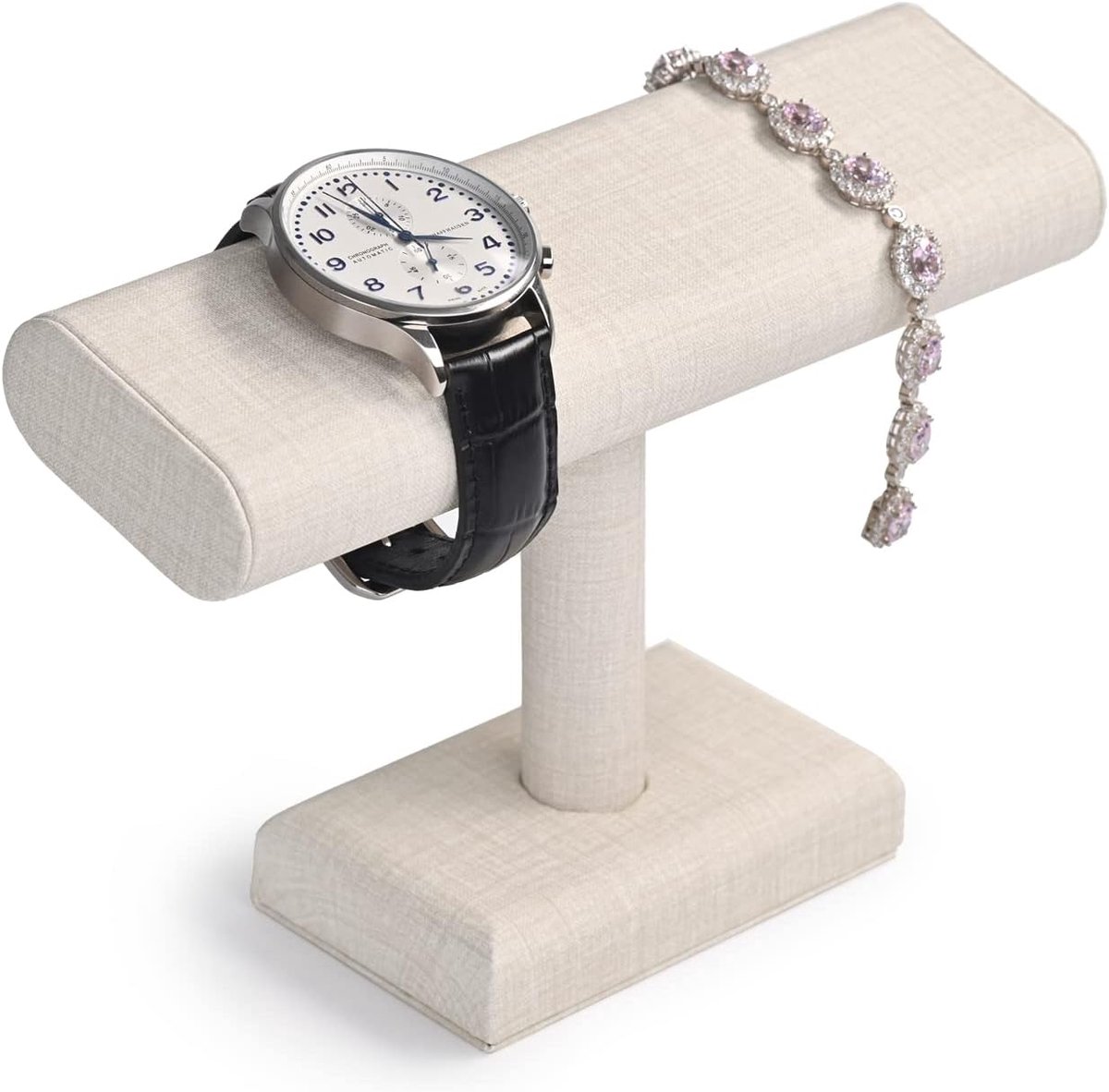 Horlogestandaard, horlogehouder, sieradenstandaard, horlogehouder, sieraden- en armbandorganisator (wit)