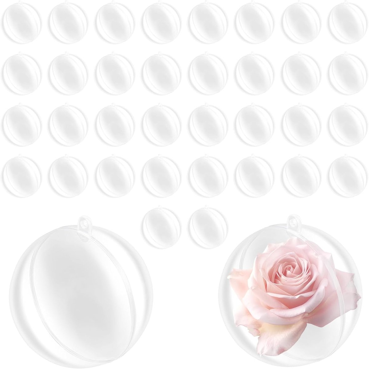 40 stuks acrylballen, 8 cm, transparante plastic ballen, acrylballen om te vullen, doorzichtige kunststof ballen voor doe-het-zelf kerstboomdecoratie, bruiloft, feest, verjaardag