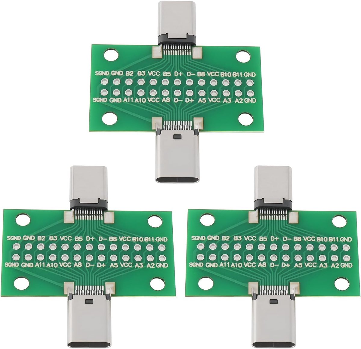 3-delige USB-C mannelijke naar vrouwelijke testbord voor USB-gegevenslijntesten en DIY elektronische producten