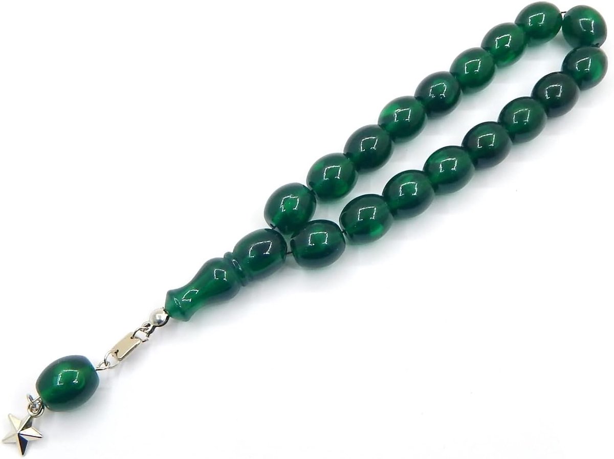 Kralen Tesbih Tasbih Tespih Misbaha Subha 17, moslim islamitische rozenkrans armband kostbare accessoires edelsteen effect kralen ovaal 14 x 12 mm, L, Acryl Messing