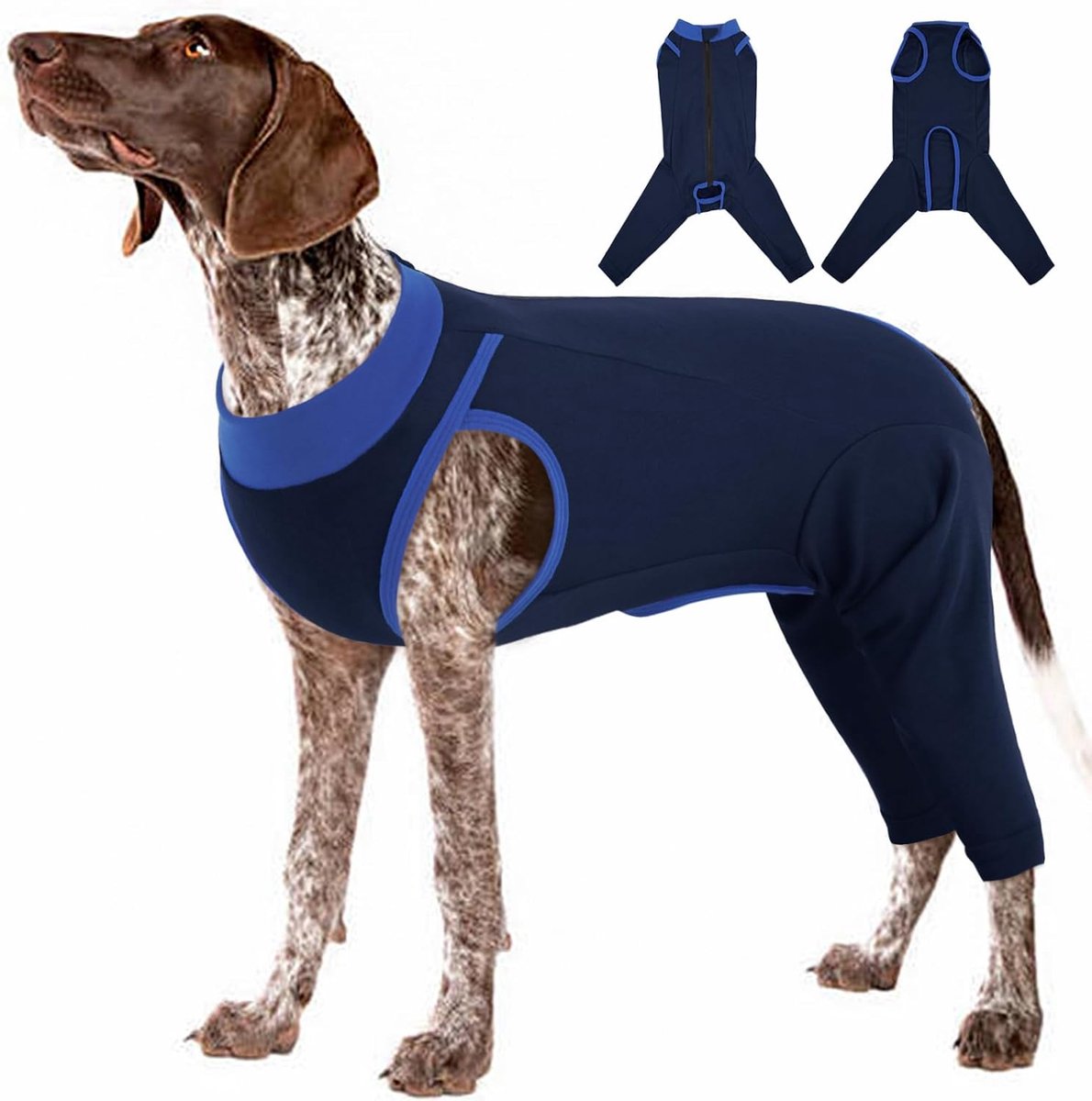 Grote Rashond Achterpoot Post-Operatief Pak, Mannelijke Hond Achterpoten Castratiepak, Na Operatie Wondbeschermer, Verstelbaar Medisch Shirt voor Huisdieren met Rits, Marineblauw 2XL