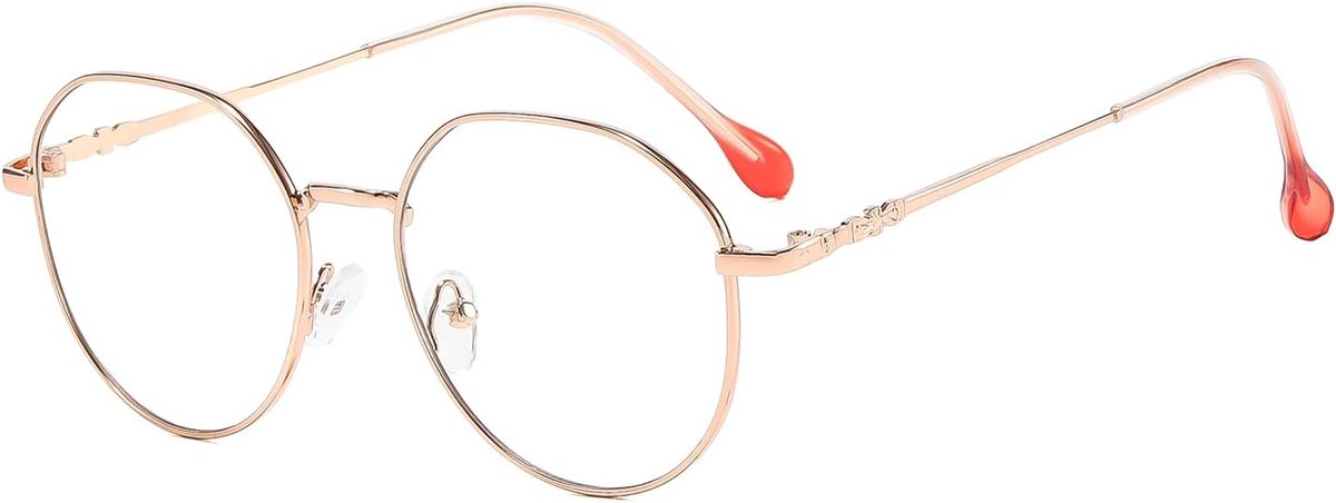 randloze bijziendheidsbril retro designer bijziendheid rond metalen frame dames vergrootbril -6,0-0,0