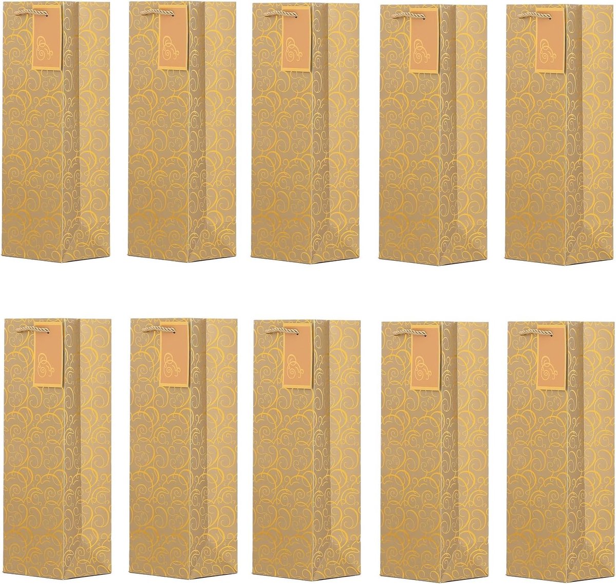 10 Flessentasjes, geschenktasjes voor wijn, prosecco en champagne 40 x 12 x 9 cm motief selectie