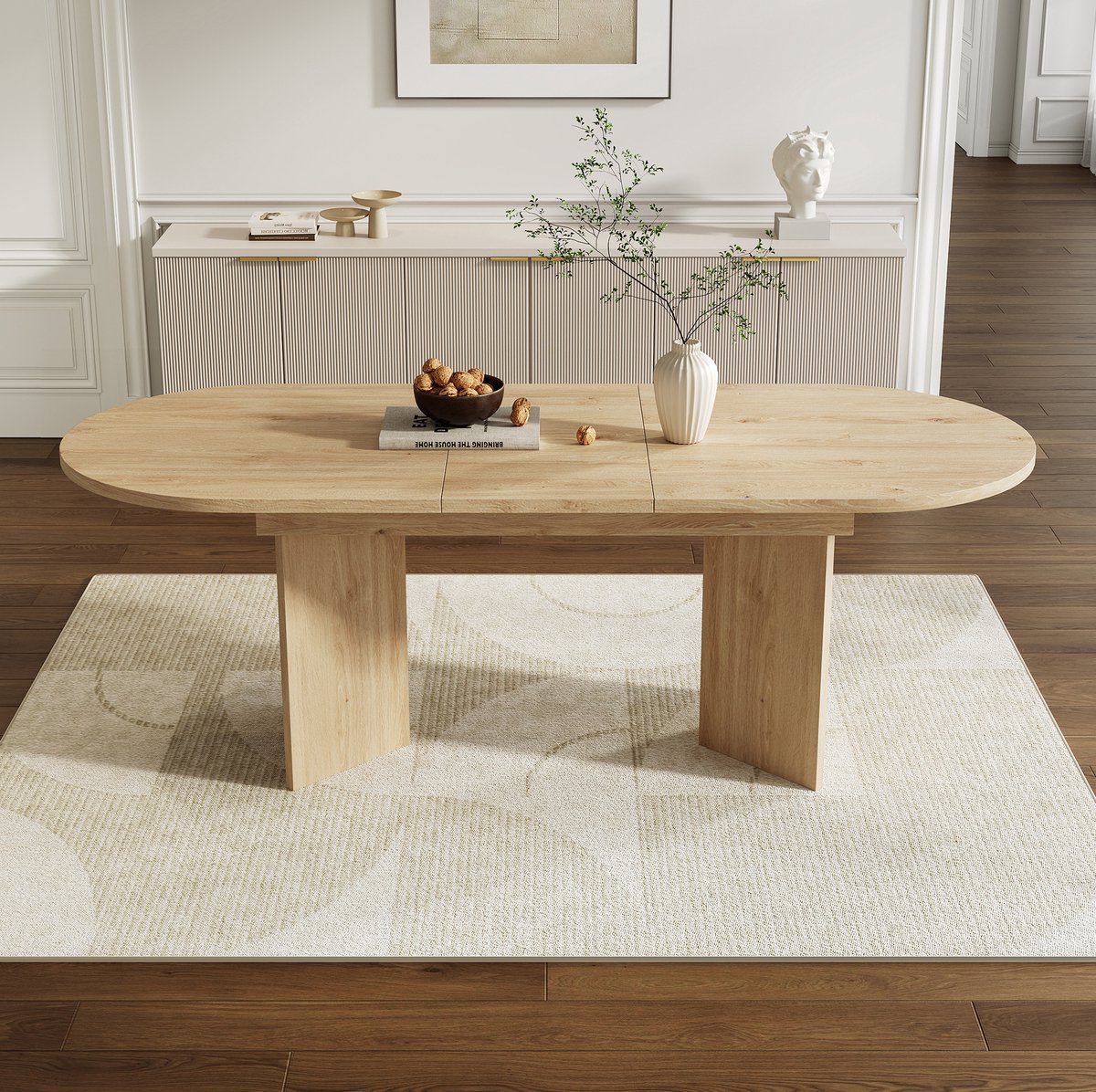 COVREO Eettafel 120-160x80 cm eikenkleur, MDF uitschuifbaar 4-8 personen