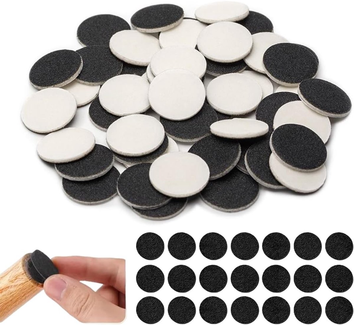 100 stuks ronde stoelglijders, viltdoppen voor zware meubels, zelfklevend, zwart