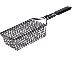 Cookinglife BBQ Grillmand Fire & Flavour - Grill Basket - Metaal Non-Stick - Zwart - Ovenbestendig - 37 x 14 x 9 cm