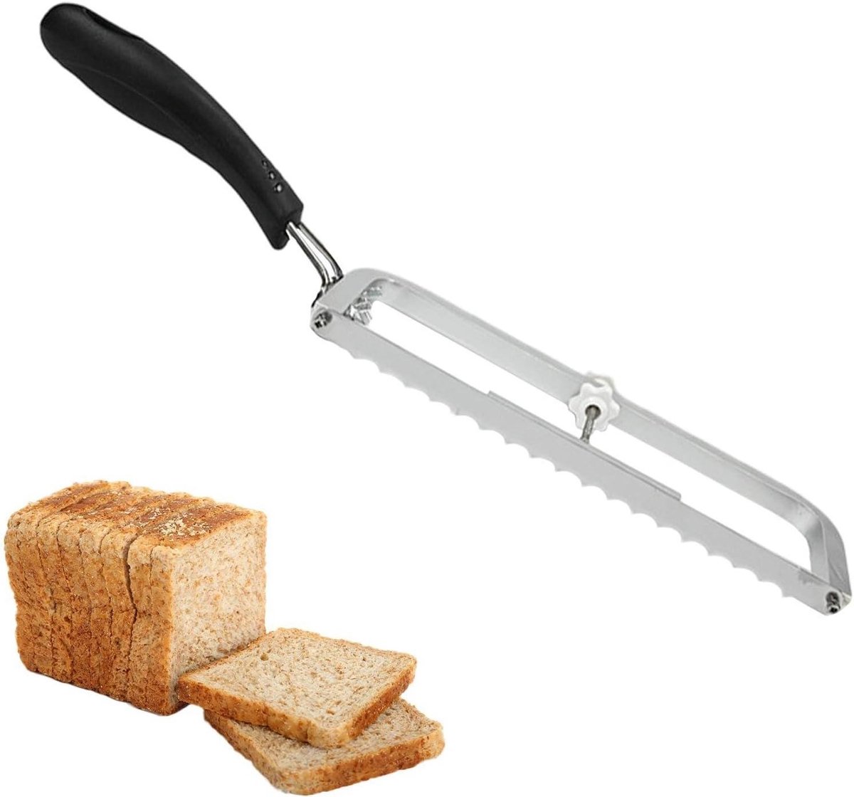 Verstelbare Broodsnijder - Gelijkmatige Snijmachine - Thuisbakken Keuken - Roestvrijstalen Zaagsnede - 438 Centimeter - Gekarteld