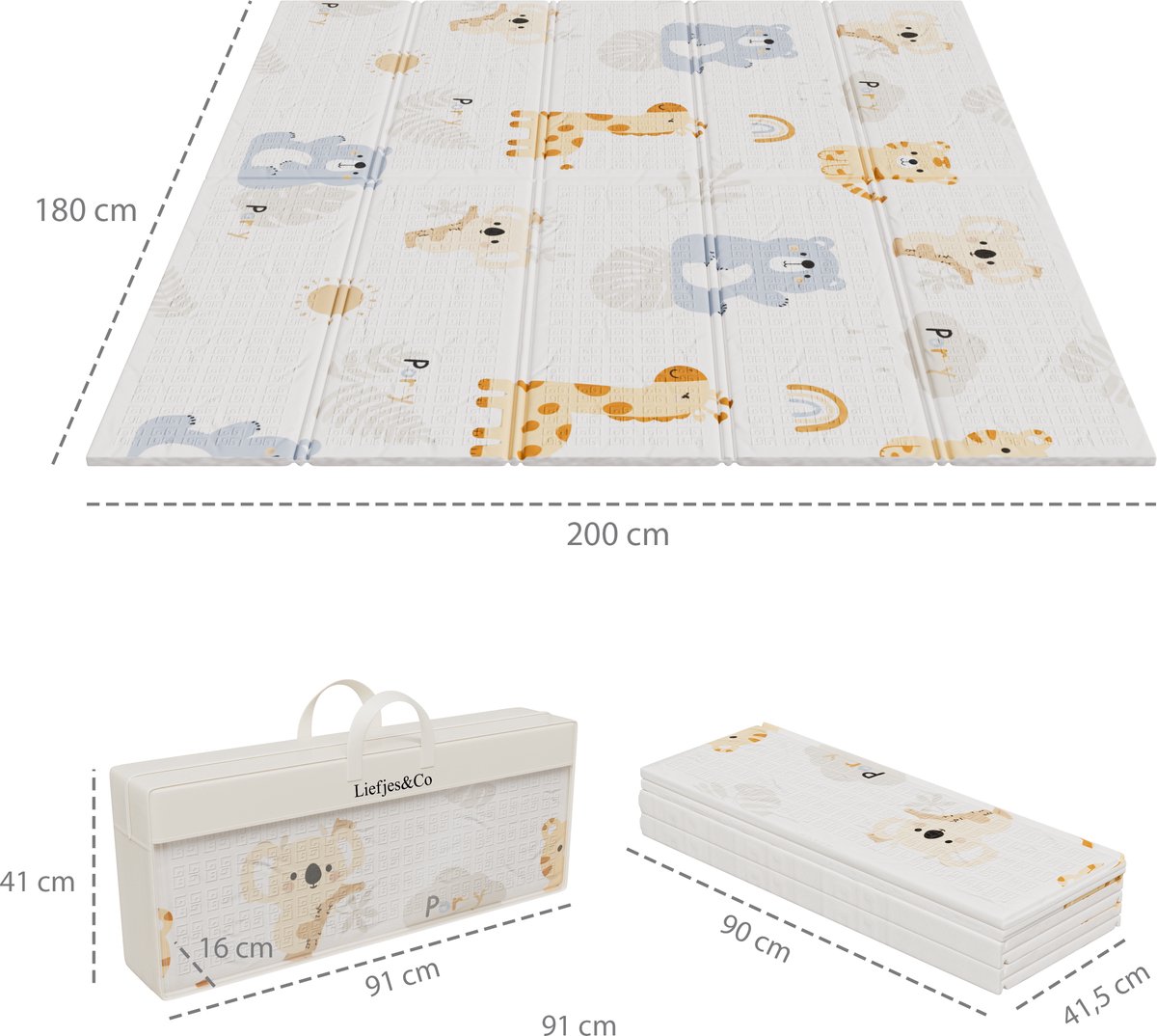 Liefjes & Co Speelmat Baby - Speelkleed Baby 180x200x1,5 cm – XPE Foam Speelkleed – Dubbelzijdige - Opvouwbaar thumbnail 5