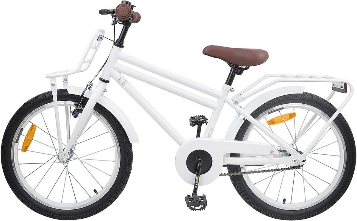 Kinderfiets 22 Inch Klassieke Fiets Buiten Rijden Stevig Stalen Frame Voor 7-12 Jaar Wit