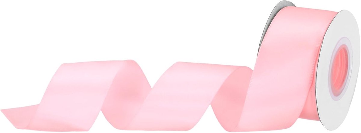 25mm 10Yard(9m) / 30ft satijnen lint ripslint dun effen zijden lint voor Valentijnsdag geschenkverpakking taartdoos linten lichtroze