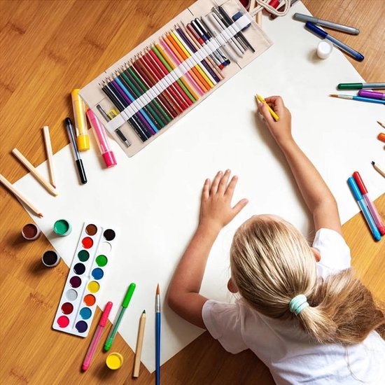 Etuis van canvas voor potloden | etui op rol, wasbaar, bloemenpatroon, voor aquarelpotloden, potloden en kleurpotloden — afbeelding 5