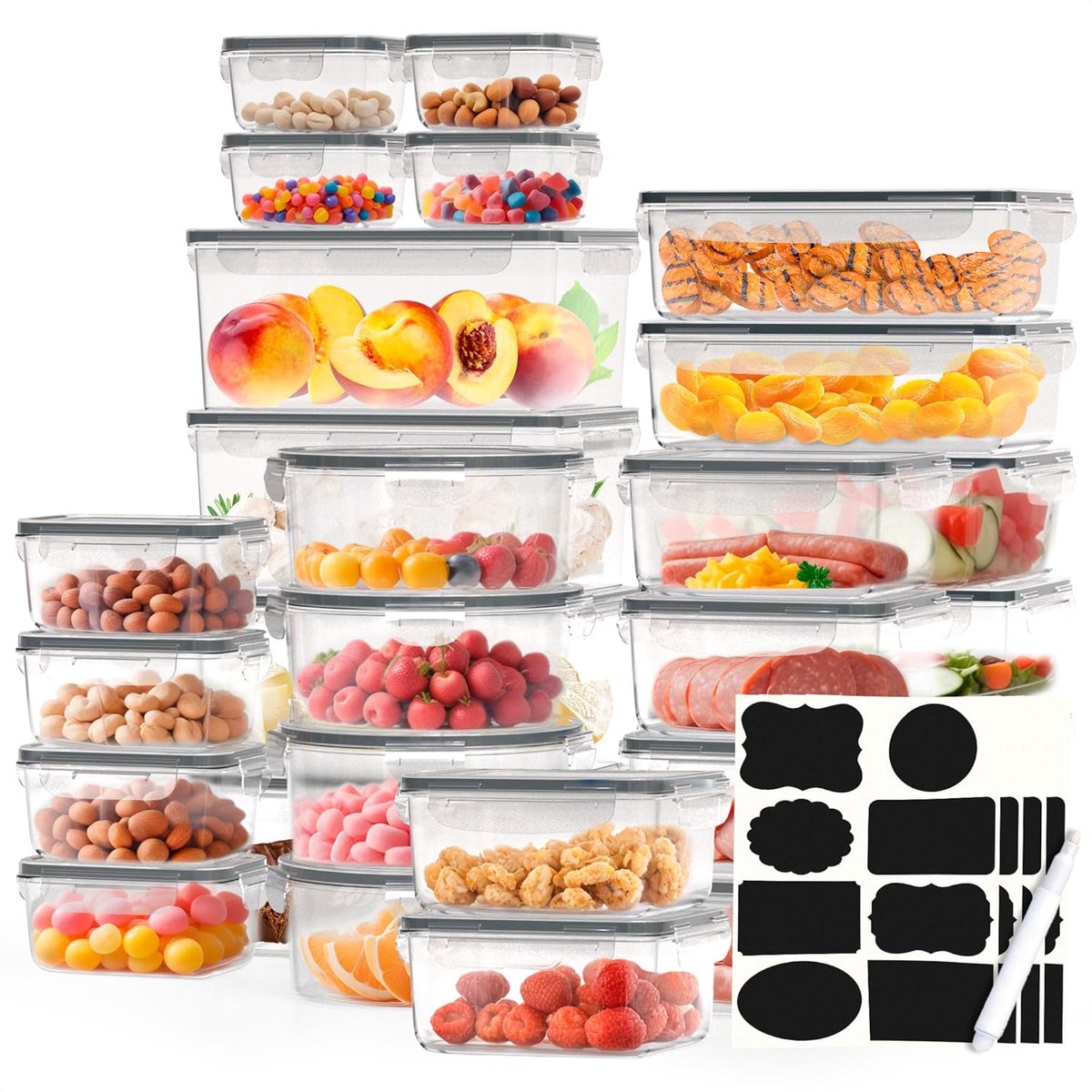 Vershoudbakjes - Meal Prep Bakjes - Plastic Diepvries Bakjes - Met Deksel - 30 Delige set - BPA Vrije Magnetronbakjes