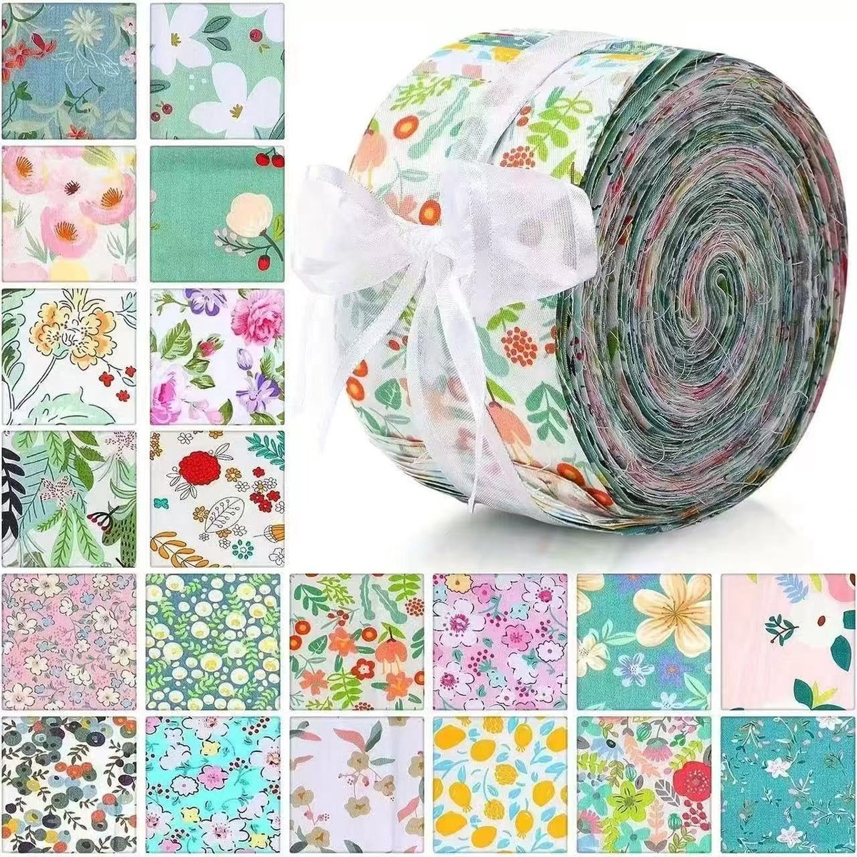 Stofstroken, Katoenen Quiltstoffen, DIY Quiltstoffenbundel Bloemenpatroon Naaien Patchwork Kleurrijk voor Quilten Pak Kleding, Upholstery en DIY Geschenken