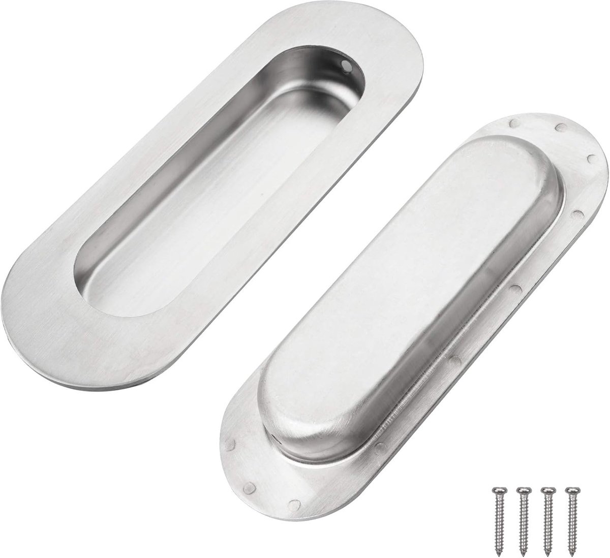 Ingebouwde Schuifdeur Handgrepen 2 Pack Schuifdeuren Ovale Deur Pull Handvatten RVS Ingebed Schuifdeur Handvat Verzonken Deurgreep Met Schroeven Voor Garderobe Keukenkast