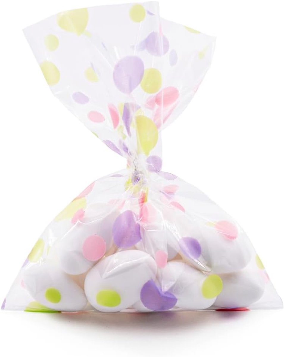 Transparante Uitdeelzakjes, Cellofaan Plastic Traktatie Kado Zakjes, Snoepzakjes, Traktatiezakjes Geboorte, Verjaardag, Bruiloft, 50 stuks, Lila, Roze en Lichtgroen, 9x12,5 cm
