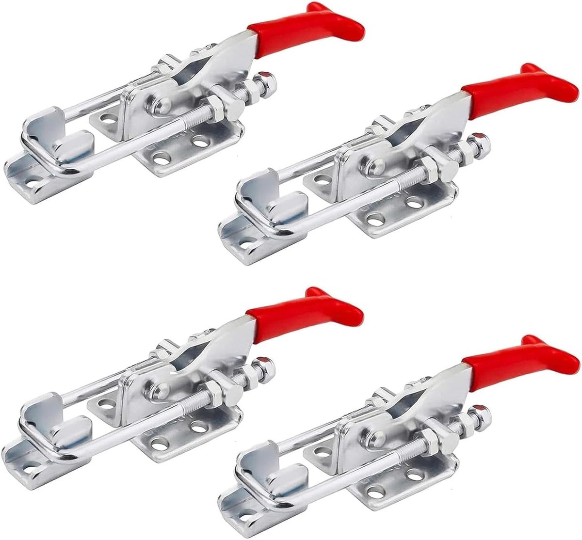 Set van 4 metalen tuimelgrendels, verstelbare snelspanklem hendelsluiting, timmermanssprinkhanen voor kast, deur, doos, zonder slot, GH-431, 318 kg