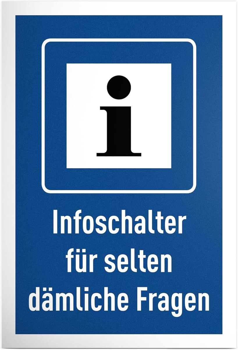 Infoschakelaar voor zelden domme vragen - 30 x 20 cm bord - cadeau-idee decoratie feestdecoratie cadeau party collega's vrienden - deurbordje spreukenbord grappige spreuk verjaardagscadeau