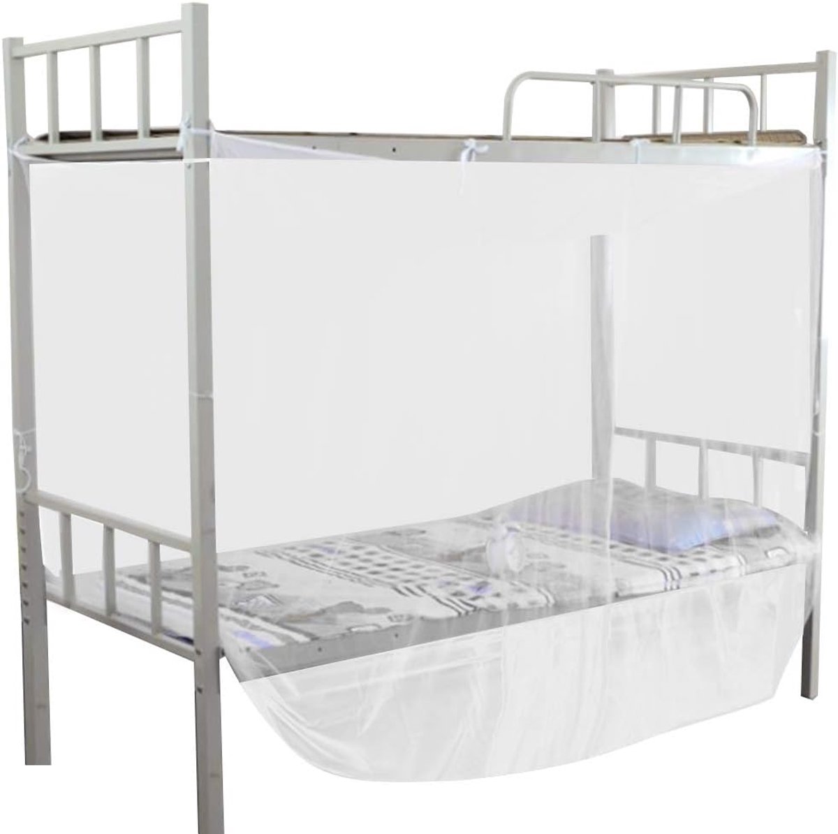 Luifel, Klamboe voor Bed 4 Hoekpalen Stapelbed Gordijn, Wit (150x195x170cm)