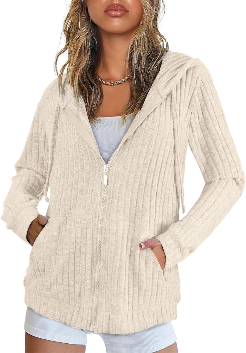 Zip Hoodie dames ritssluiting sweatjack met capuchon Basics capuchontrui dames jas zomer herfst kleding