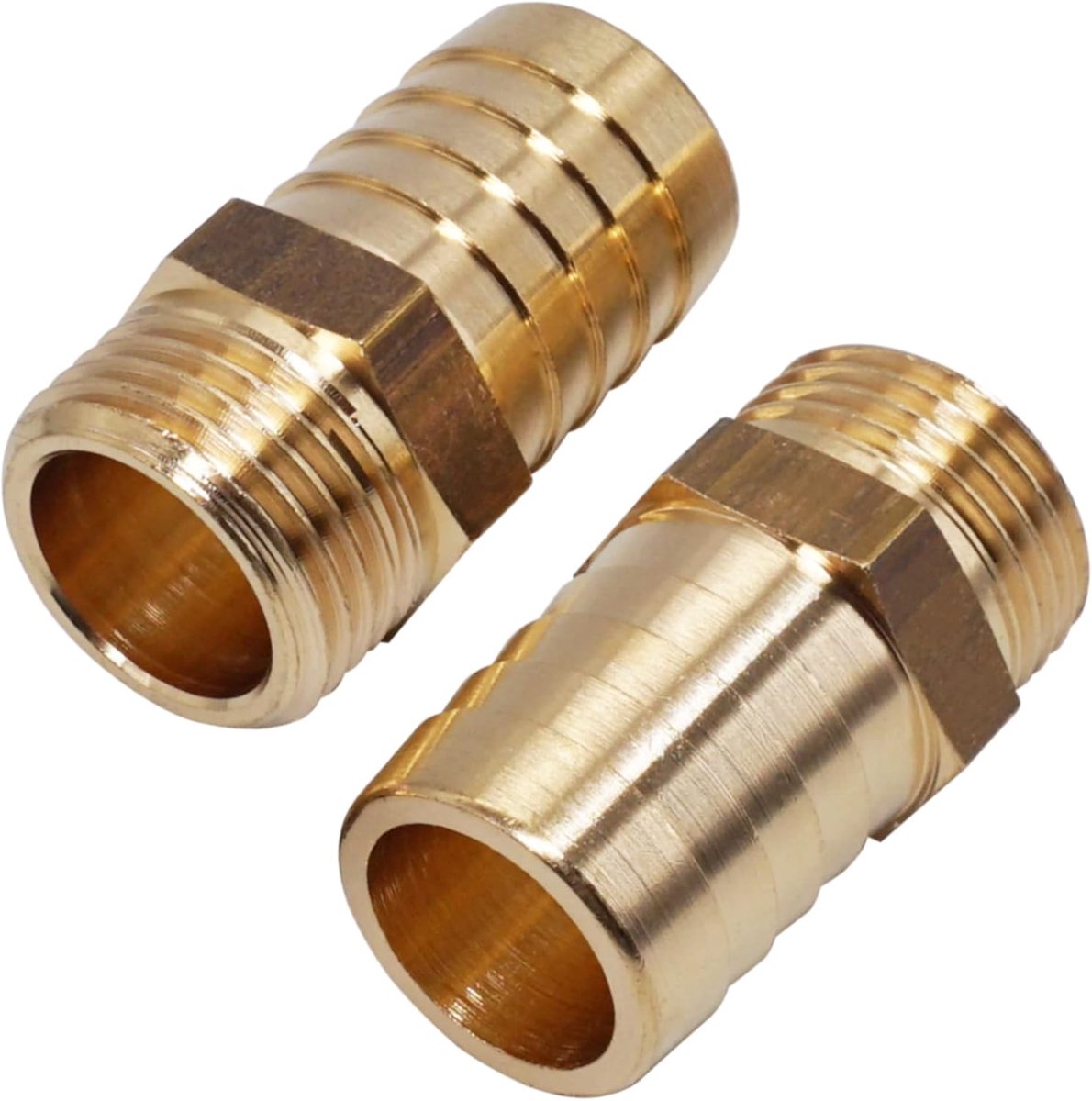 2 stuks mannelijke schroefdraad weerhaak messing fitting 1/2" x 20 mm, slang prikkeldraad adapter, slangstaart connector, BSP schroefdraad