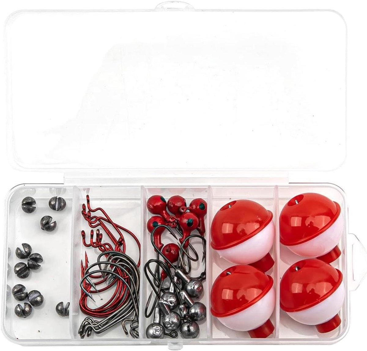 Visaas Torenset - Visgereedschap Set - Vissen Verbeteren - 46 Delige Uitrusting - ca. 13.5 cm - Zwart/Rood