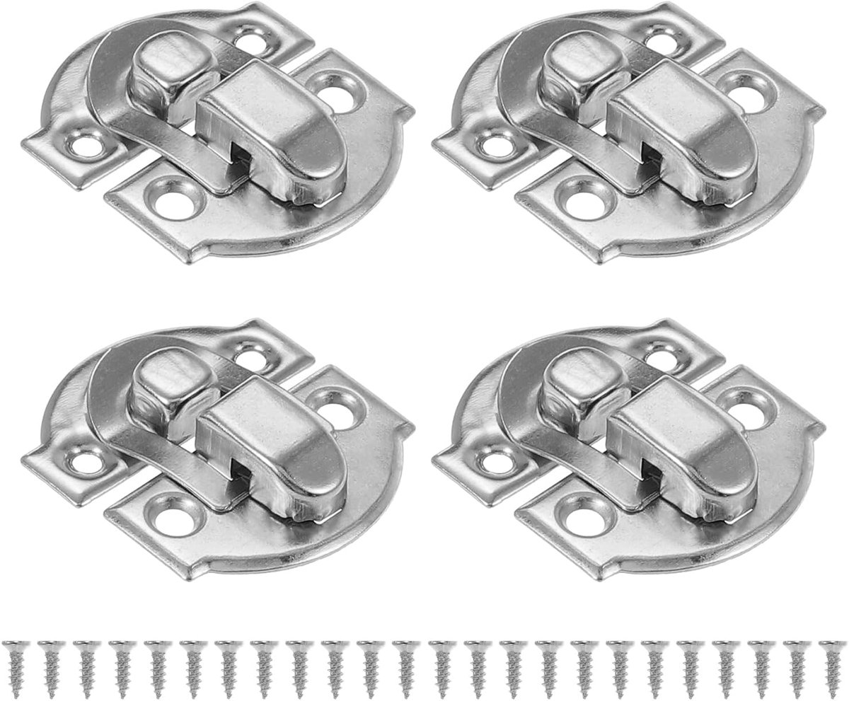Kleine metalen doos tuimelvergrendeling, 4-pack vintage hasp vergrendeling gesp hardware met bevestigingsschroef voor houten sieraden kast gereedschapskist gewone doos, zilver