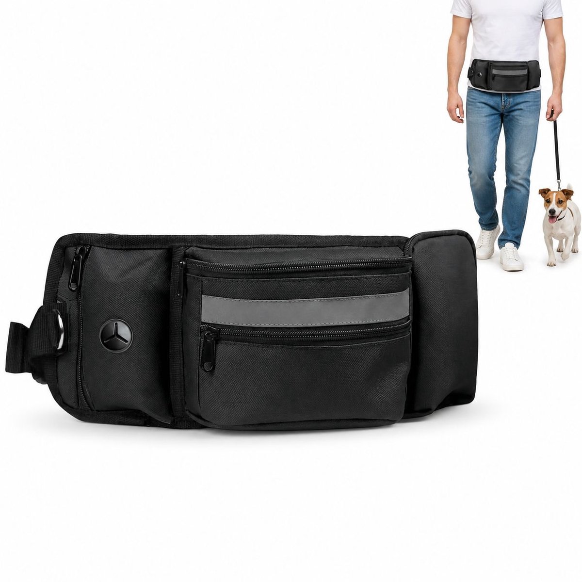 VHV - Heuptas - Hondentraining tas - Beloningstas hond - Trainingsheuptas - Snoepzakje hond - Uitlaattas hond - Handen vrij bewegen - Beloningen binnen handbereik - Voor hond uitlaten - Voor training - Voor wandelen - Zwart