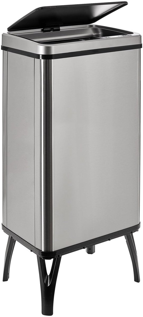 SnelShoppen - Intelligente vuilnisemmer 50 liter met automatisch openen en handcontact, 35,5 x 26 x 83,5 cm, grijs voor keuken, tuin en meer