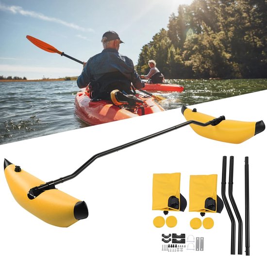 Opblaasbare Kajakstabilisator - Drijvende Bootaccessoire - Watersport Stabiliteit - Inclusief Reparatieset - 75 cm - Geel — afbeelding 3