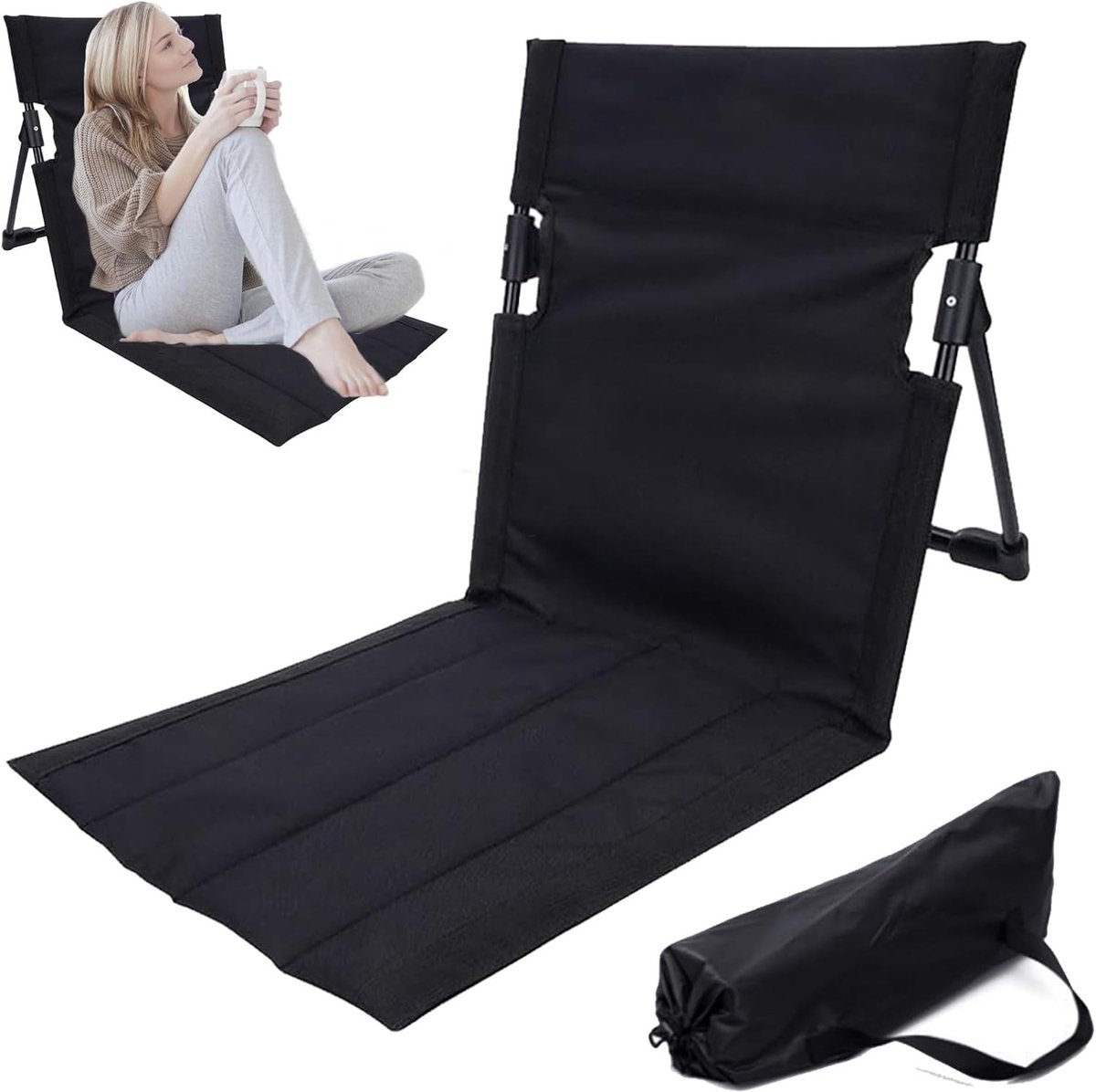 Vouwbare Campingstoel met Rugleuning 38x39.5CM, Comfortabele Zitkussen voor Buiten, Ideaal voor Picknicks, Vissen en Kamperen