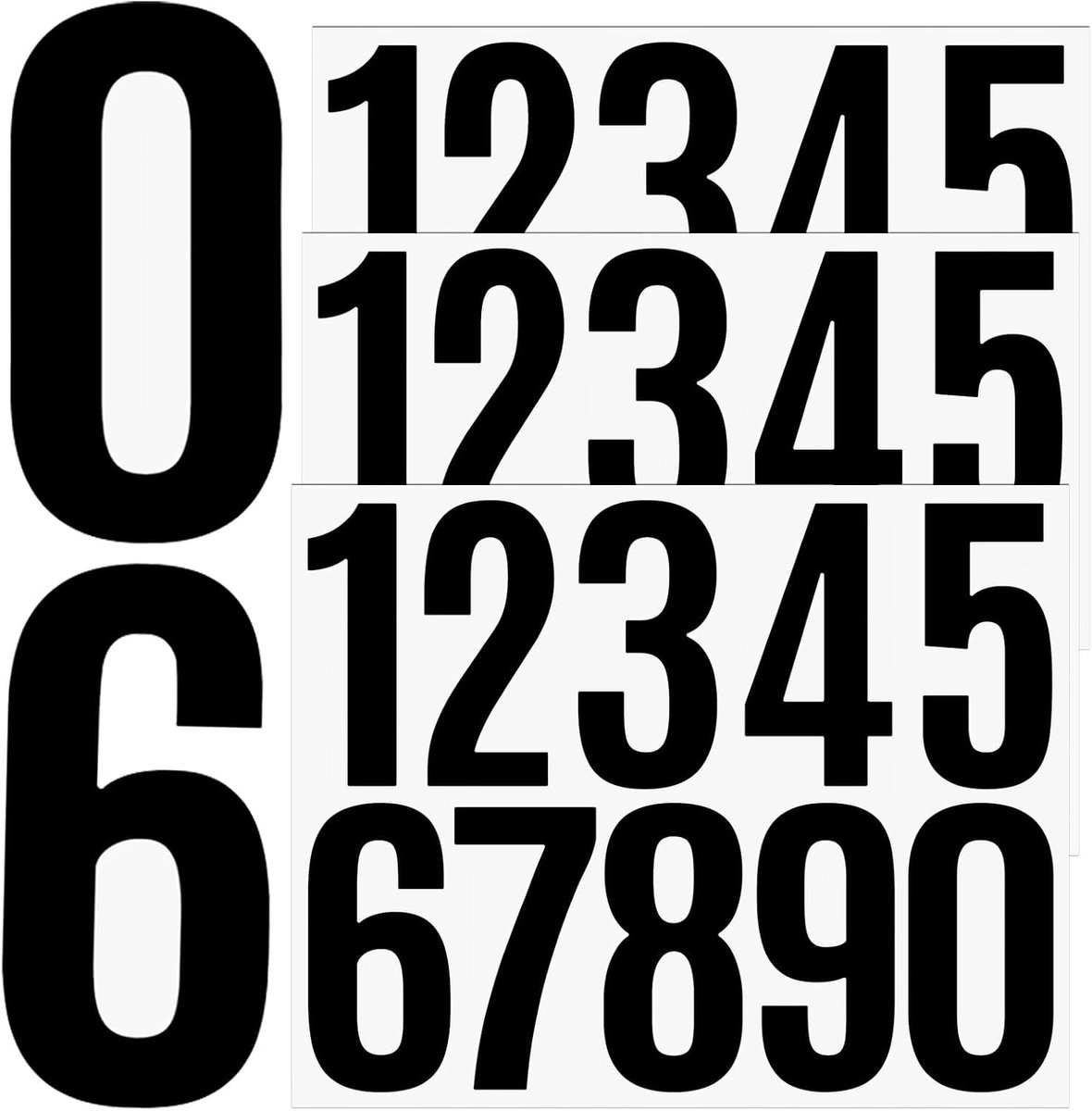 Zelfklevende Huisnummer Stickers - Waterdichte Vinyl Stickers 1-10 voor Brievenbus, Auto en Huis - 9 Vellen van 7.5 cm in Zwart