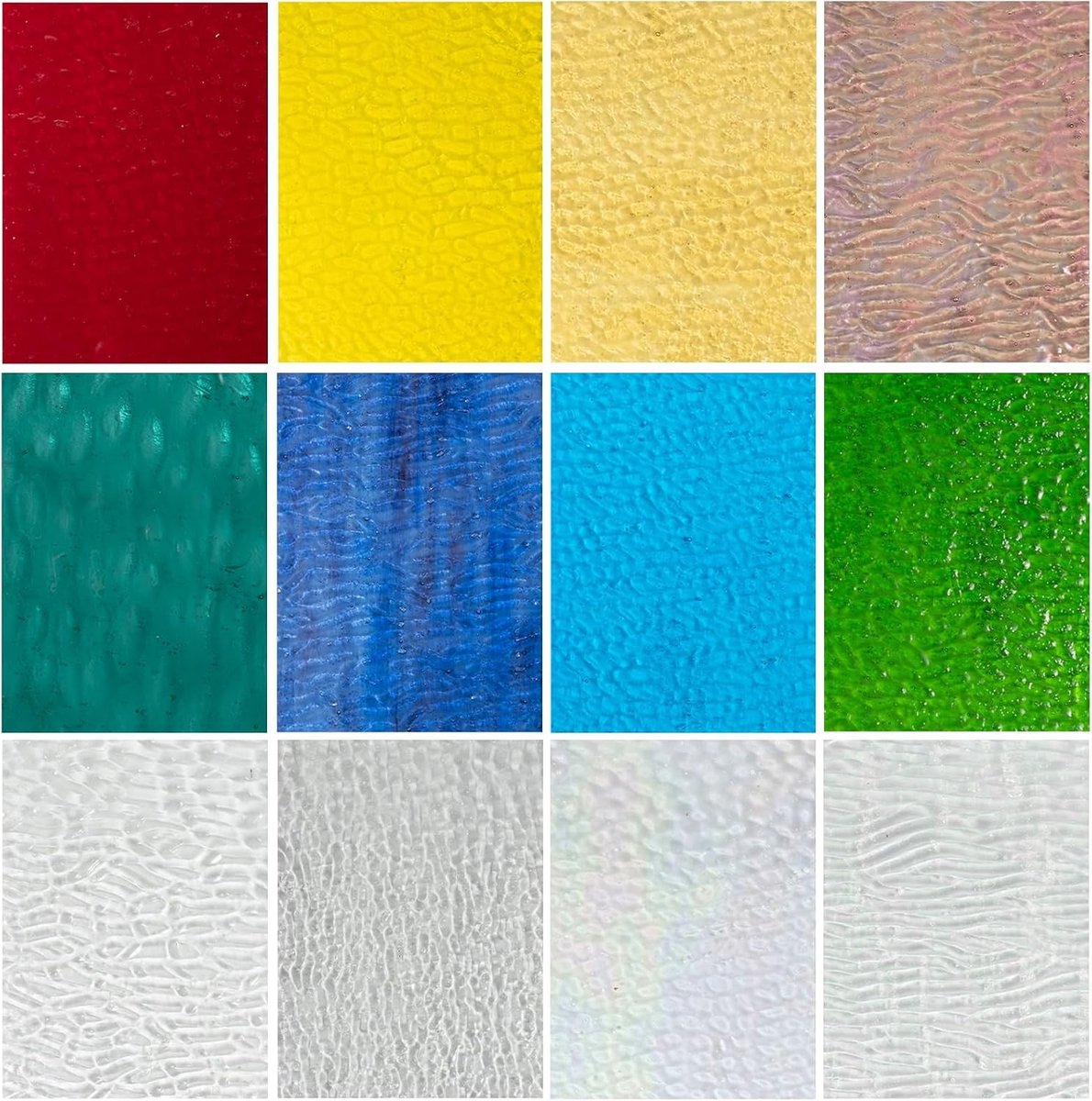 Set van 12 Gekleurde Glazen Platen, 4 x 6 Inch, Voor DIY Projecten en Mozaïek Kunst Decoratie
