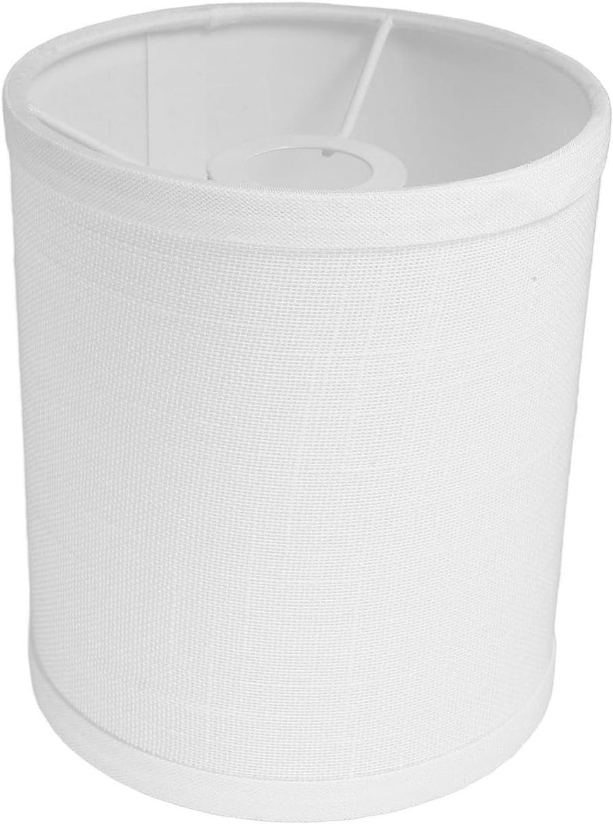 Cilindrische stoffen lampenkap voor tafellamp en wandlamp, vervangende lampenkap 12cm breed x 15cm hoog, E14 fitting, wit en stijlvol design